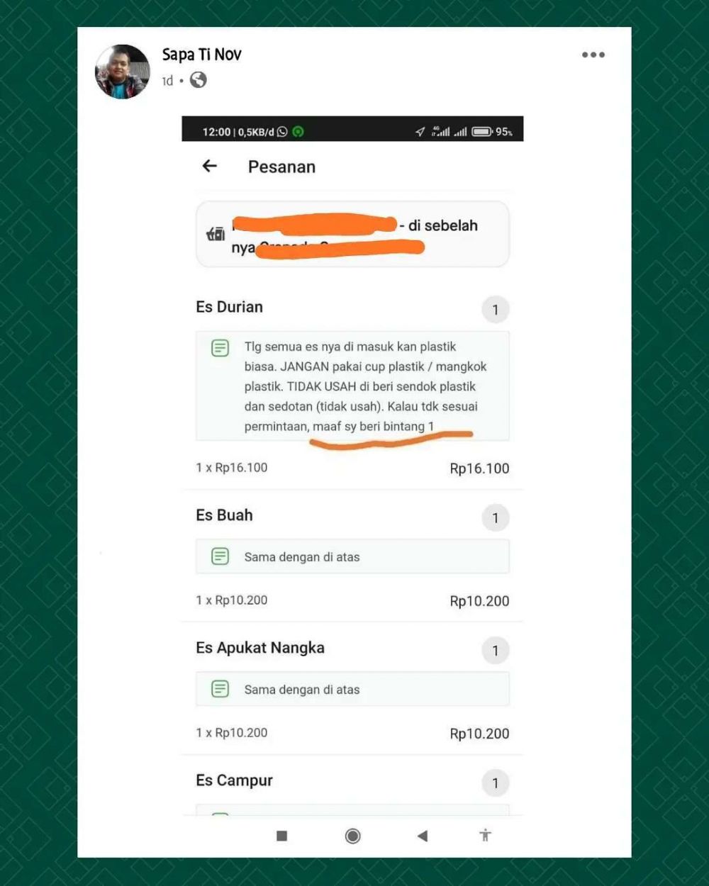 11 Catatan kocak pelanggan di aplikasi ojek online ini bikin penjual dan driver bingung tapi lucu