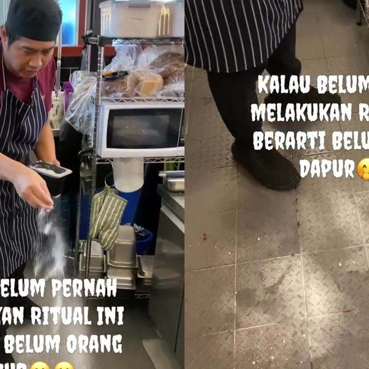 Bikin salfok! Chef ini taburkan garam di seluruh lantai dapur, ternyata begini alasannya
