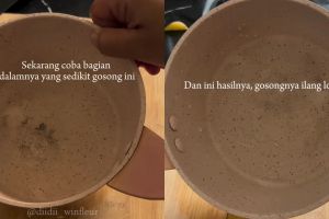 Wanita ini coba bersihkan panci gosong pakai kentang, auto kinclong dengan tambahan 2 bahan dapur
