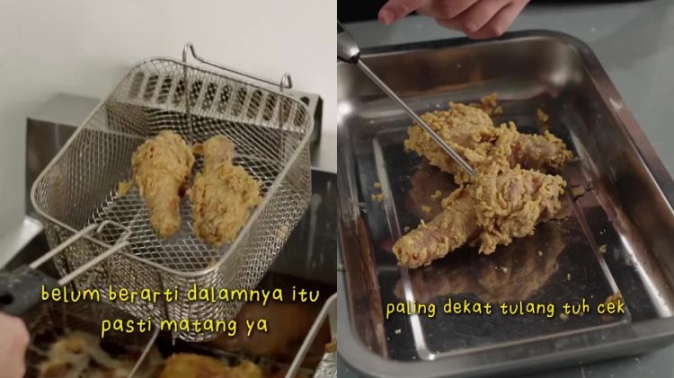 Tak perlu termometer, chef ini bagikan cara cek bagian dalam ayam goreng matang sempurna tanpa dibelah