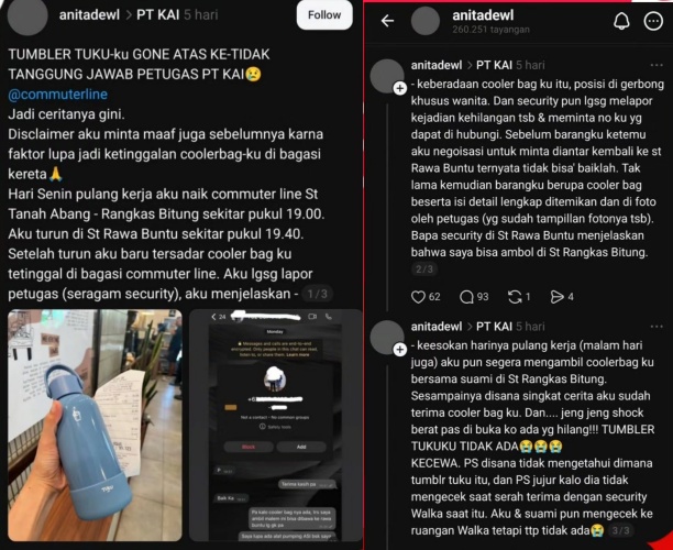 Benarkah petugas KRL dipecat cuma gara-gara hilangkan tumbler penumpang? Ini klarifikasi resmi KAI