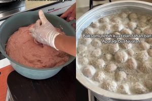 Ternyata nggak langsung dicetak, pedagang bakso ini bagikan trik agar adonan antipecah saat dimasak