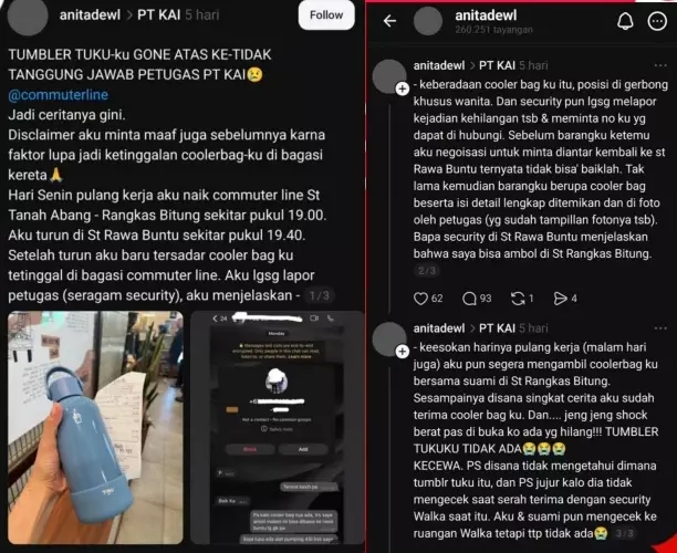 Imbas kasus viral tumbler hilang di KRL, Anita Dewi dipecat dari perusahaannya bekerja