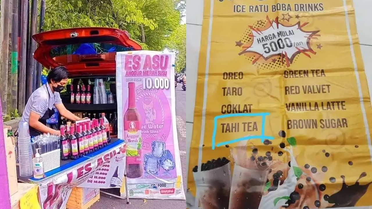Tulisan lucu di 11 spanduk minuman ini bikin gagal fokus, lucunya out of the box banget