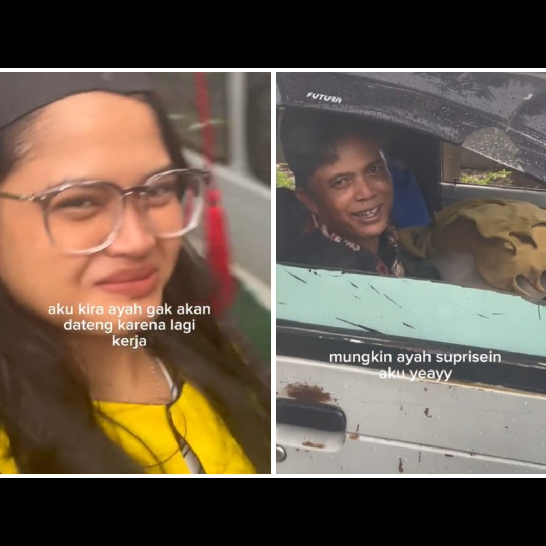 Viral mahasiswa ini wisuda dijemput ayahnya pakai mobil angkot, 7 potretnya bikin mewek