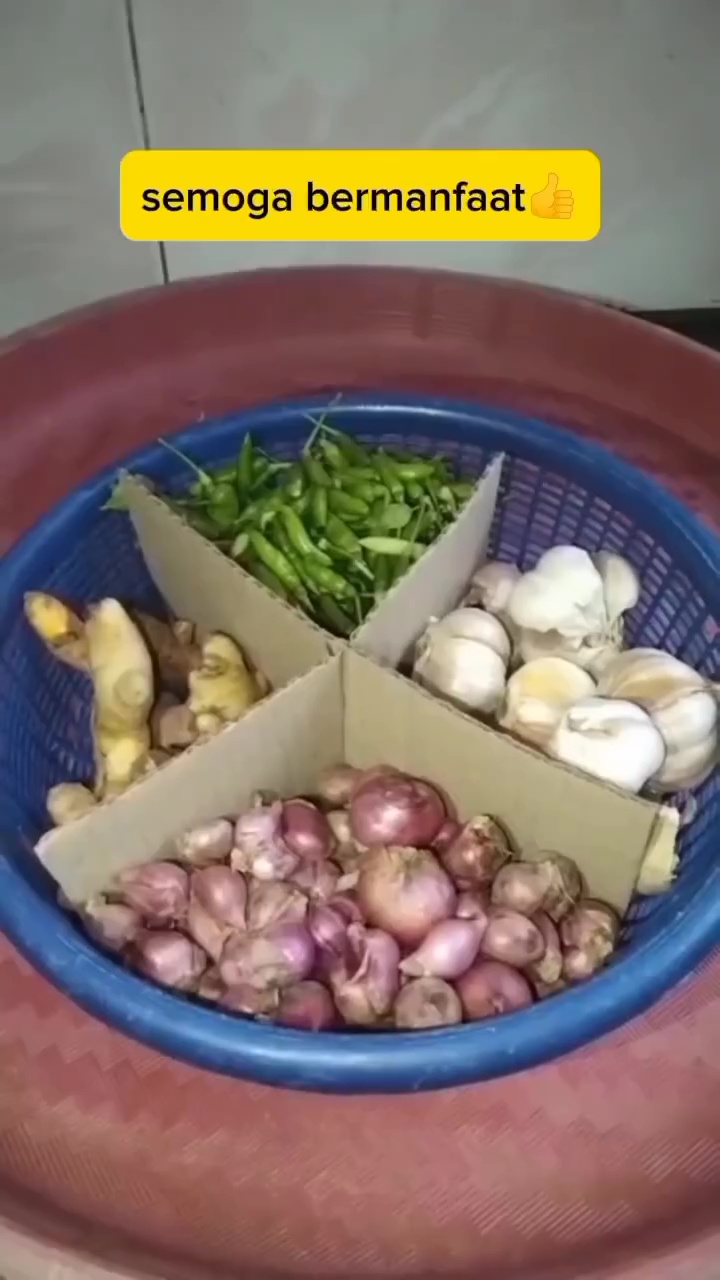 Cuma pakai 1 baskom, ini cara simpan aneka bawang dan cabai biar tak tercampur