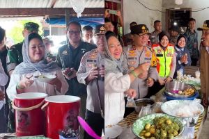 Potret menu telur di dapur umum Polda Sumbar, polwan yang masak dipuji Titiek Soeharto