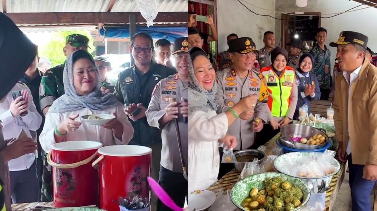 Potret menu telur di dapur umum Polda Sumbar, polwan yang masak dipuji Titiek Soeharto