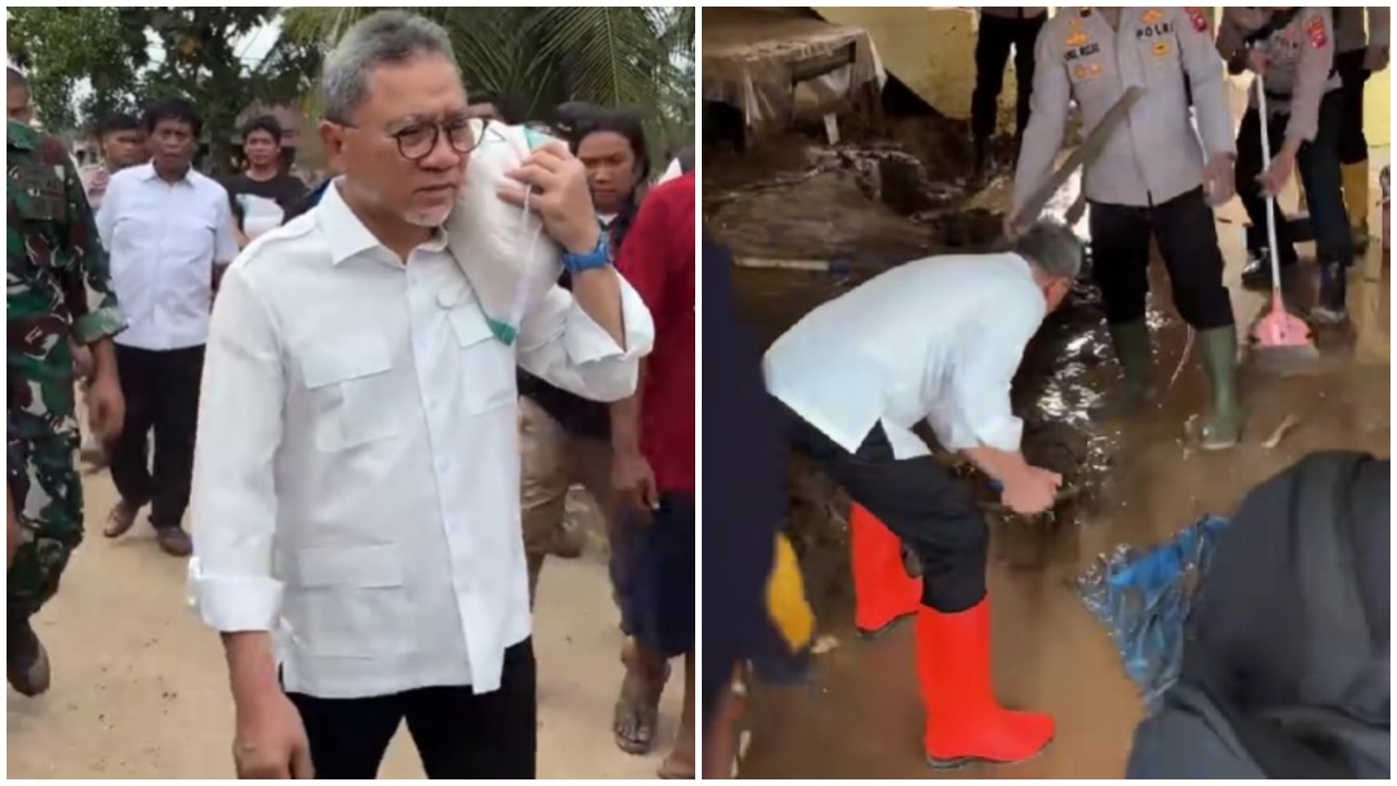 Aksi Menko Zulkifli Hasan terjun langsung ke lokasi banjir di Padang, ikut bersihkan rumah warga
