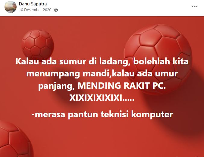 11 Status lucu gagal pantun di Facebook, endingnya nggak nyambung tapi bikin ngakak parah