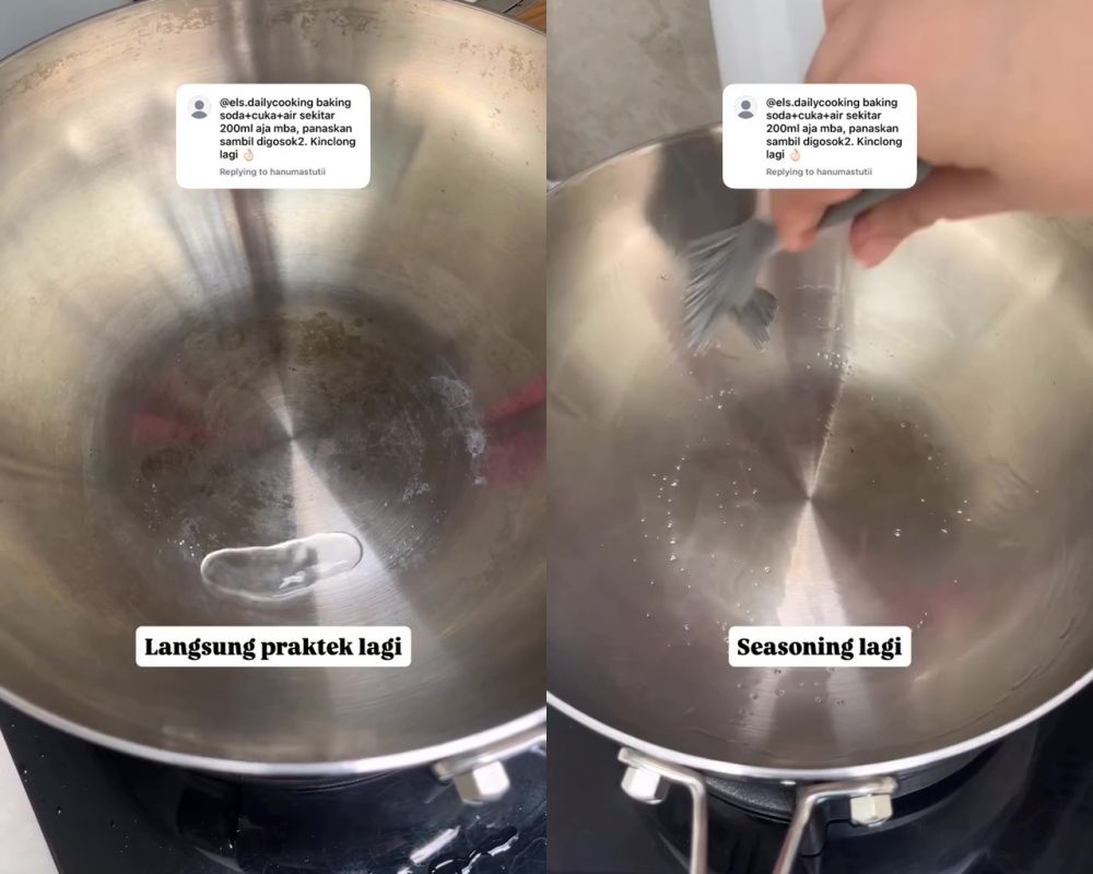 Sabun saja tak cukup hilangkan noda pelangi di wajan stainless, pakai trik ini biar mengilap lagi