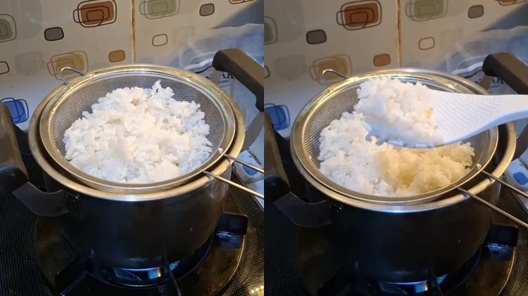 Cara baru masak nasi porsi sedikit cuma bermodal panci dan saringan, praktis tanpa diaduk