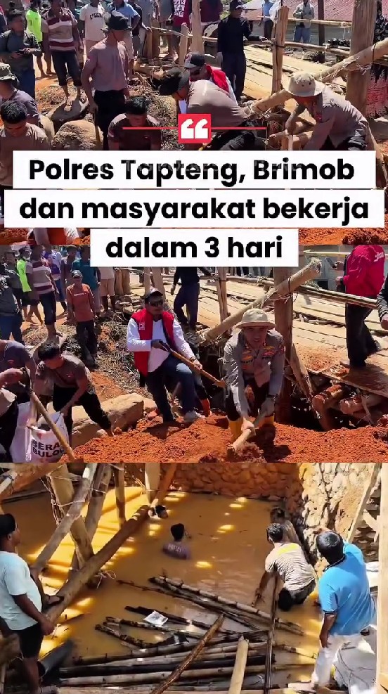 Semangat bangkit pasca bencana, 9 potret warga Tapanuli gotong royong bangun jembatan darurat