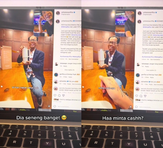 Viral bapak 60 tahun diterima kerja, dihadiahi bos tumbler elit minta dituker duit, alasannya haru