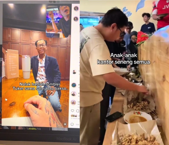 Viral bapak 60 tahun diterima kerja, dihadiahi bos tumbler elit minta dituker duit, alasannya haru