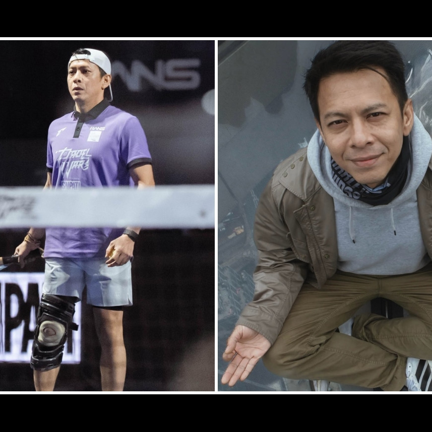 Alami cedera, Ariel Noah pakai penyangga di lutut saat main padel, beri penjelasan soal kondisinya