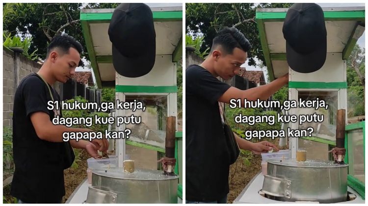 Pria curhat jadi sarjana hukum cumlaude cuma jualan kue putu, balasan komentar netizen bikin terharu