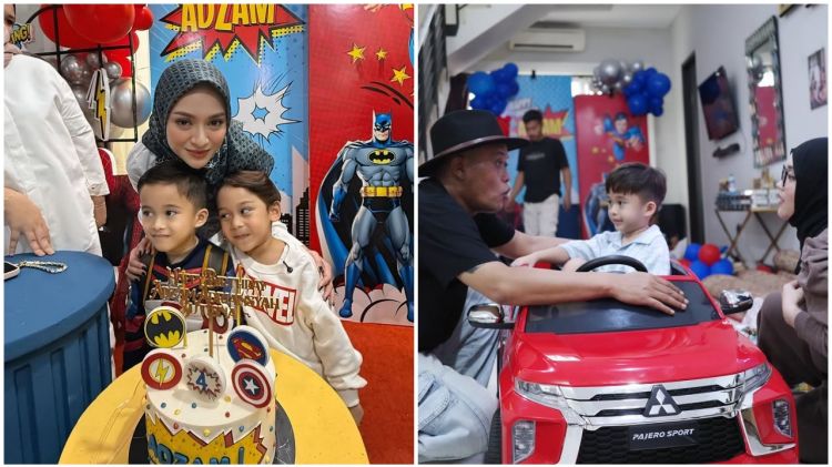 9 Potret Levian Billar hadiri pesta ulang tahun Adzam, tenteng kado barang branded