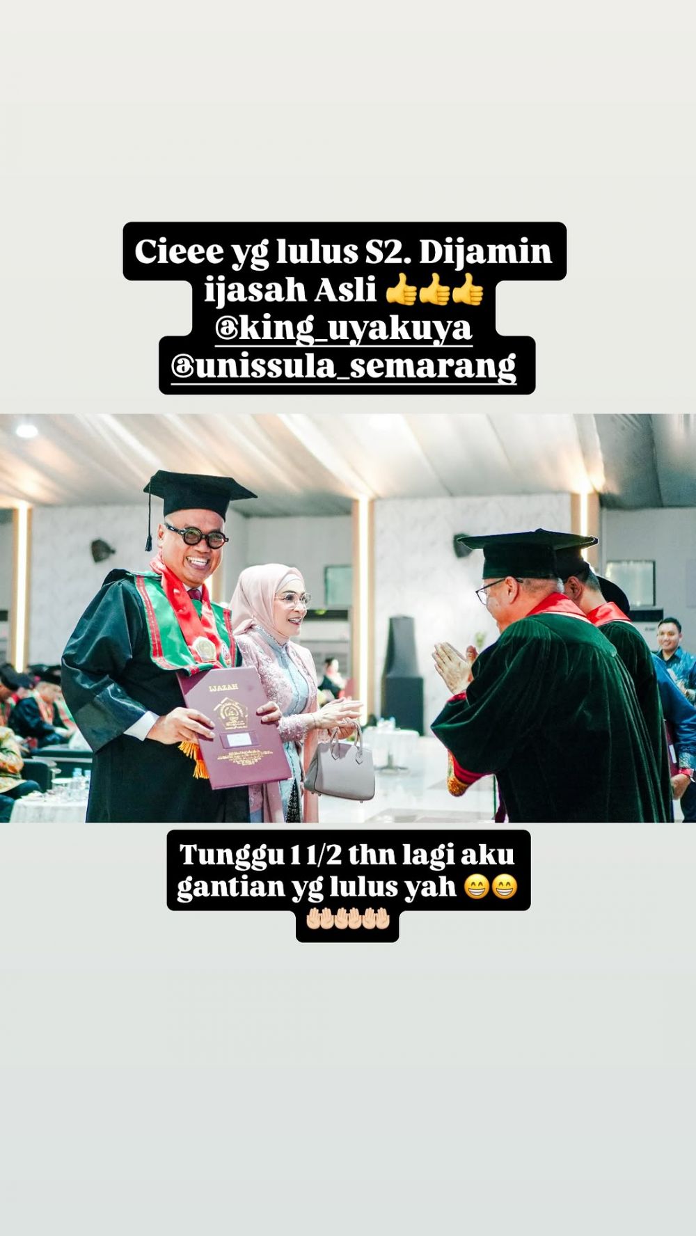 9 Potret Uya Kuya wisuda S2 di Unissula Semarang, topik tesis angkat tema penyebaran berita bohong