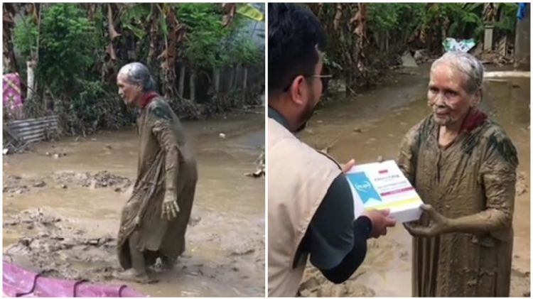 Viral perjuangan nenek korban banjir di Aceh lewati lumpur demi sekotak nasi, 7 potretnya bikin pilu