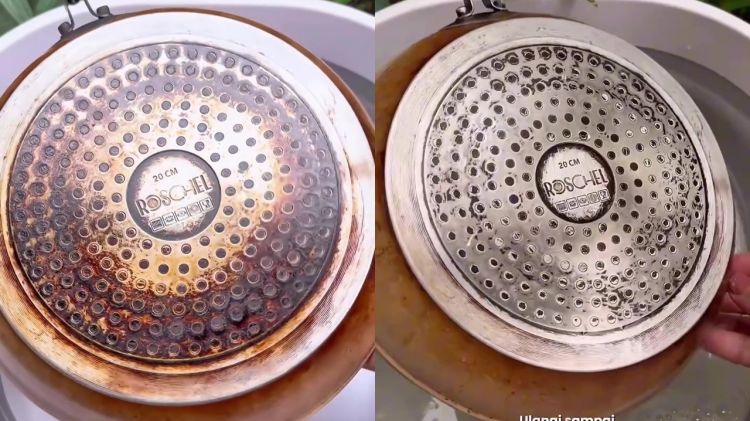 Modal 3 bahan dapur, ini cara bersihkan kerak membandel di pantat teflon biar mengilap seperti baru
