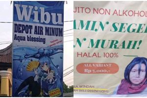 11 Spanduk dagangan bertema anime ini bikin wibu auto senyum lebar, dari Naruto sampai One Piece