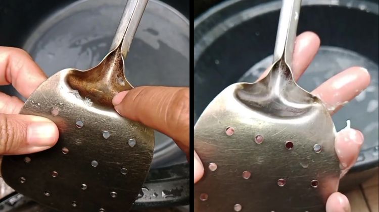 Kerap diabaikan! Ini cara bersihkan kerak dan karat di spatula stainless pakai 2 bahan sederhana