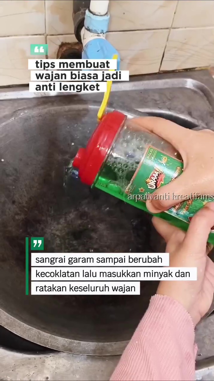 Cara baru seasoning wajan jadul biar antilengket, cuma butuh minyak goreng dan 1 bahan dapur ini