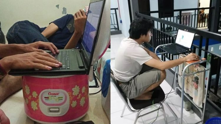 Kepepet tapi kreatif, 11 potret pengganti meja kerja ini bikin geleng-geleng kepala