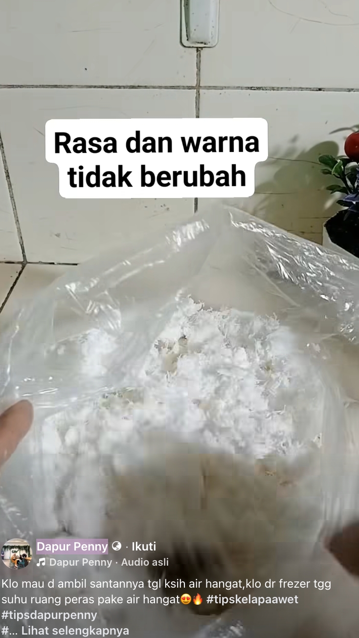 Life hack dapur: Cara simpan kelapa parut awet 24 jam hingga 1 bulan
