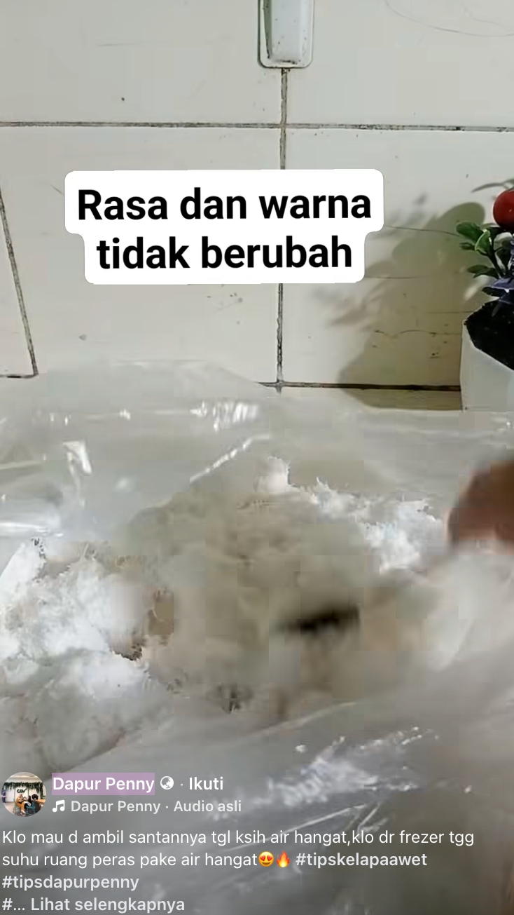 Life hack dapur: Cara simpan kelapa parut awet 24 jam hingga 1 bulan