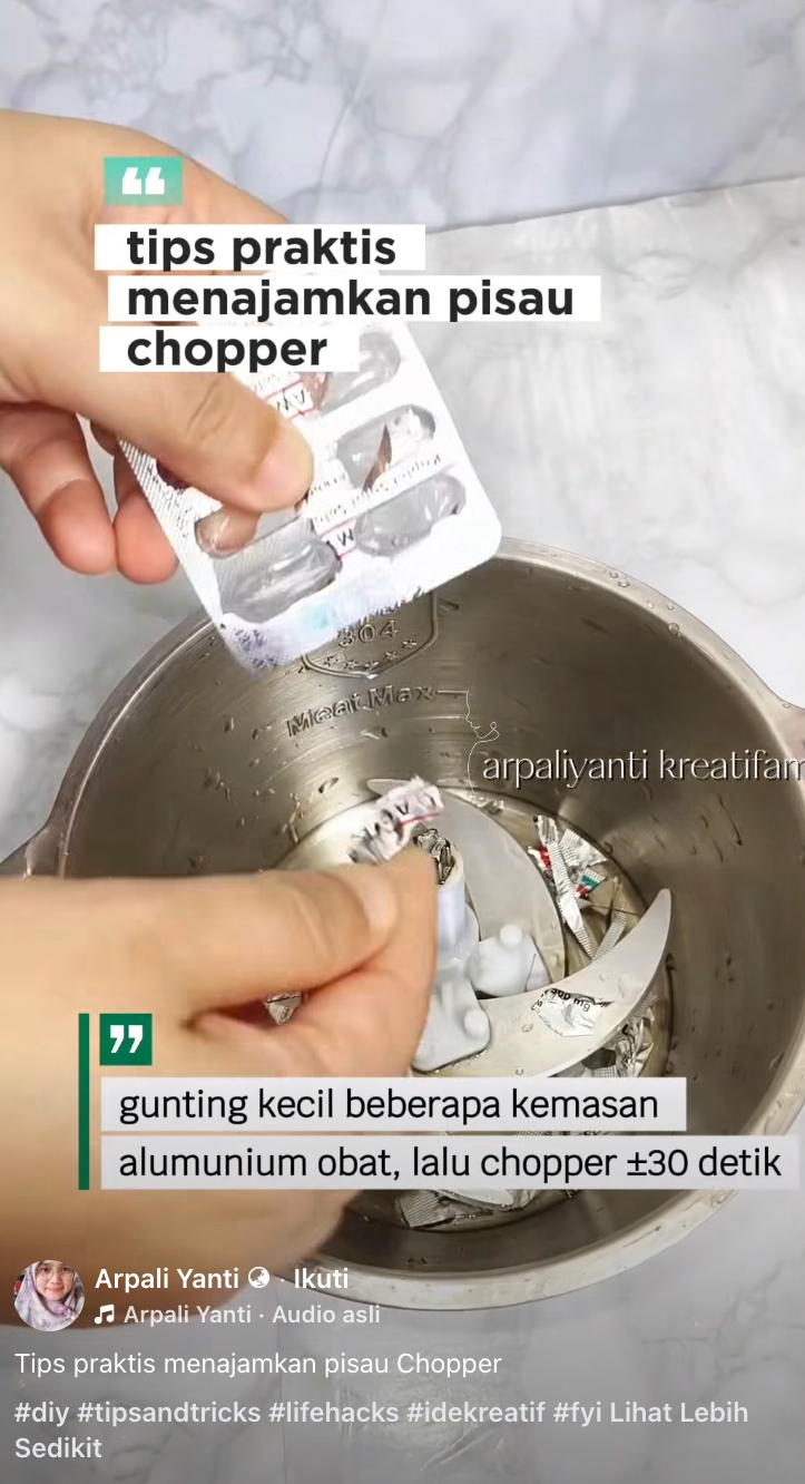 Cara menajamkan pisau chopper dalam 30 detik tanpa cangkang telur, cuma pakai sampah ini