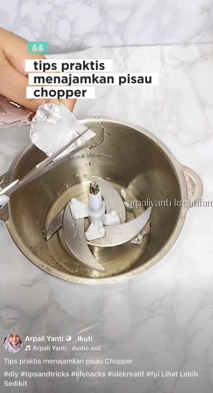 Cara menajamkan pisau chopper dalam 30 detik tanpa cangkang telur, cuma pakai sampah ini