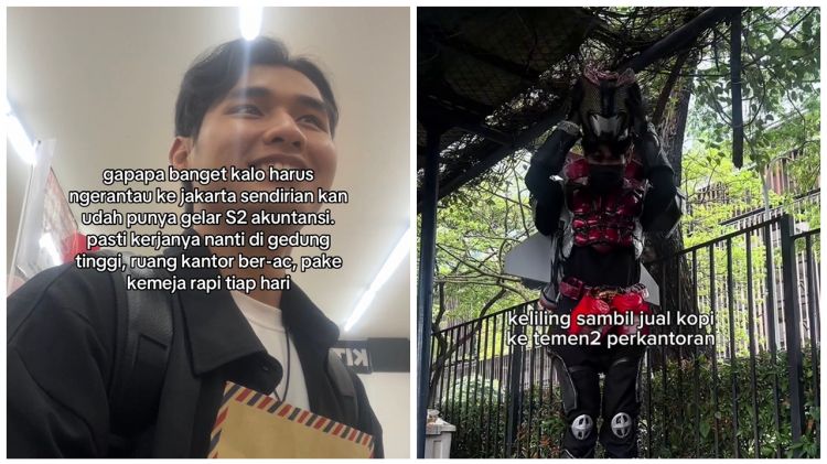 Bukan kerja kantoran, kisah pria lulusan S-2 akuntansi ini jadi badut sambil jualan kopi di jalanan