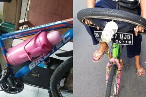 11 Potret sepeda dengan barang nyeleneh, lihat yang bawa termos air pasti geleng kepala
