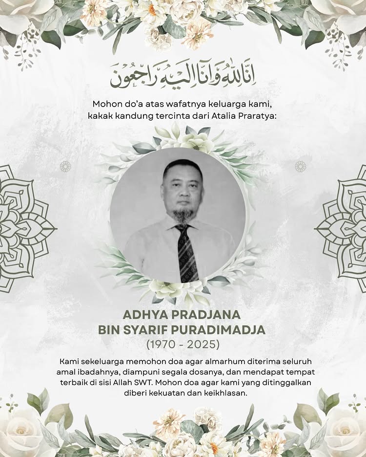 Atalia Praratya berduka kakak meninggal di tengah proses cerai, unggahannya soal kehilangan bikin haru