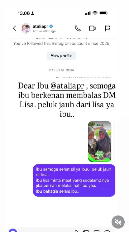 Lisa Mariana kirim DM ke Atalia usai gugat cerai Ridwan Kamil, akui kesalahannya dulu fatal