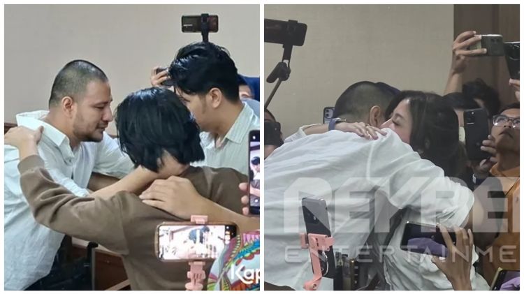 7 Potret pertemuan haru Ammar Zoni dengan keluarga saat di ruang sidang, peluk hangat dokter Kamelia