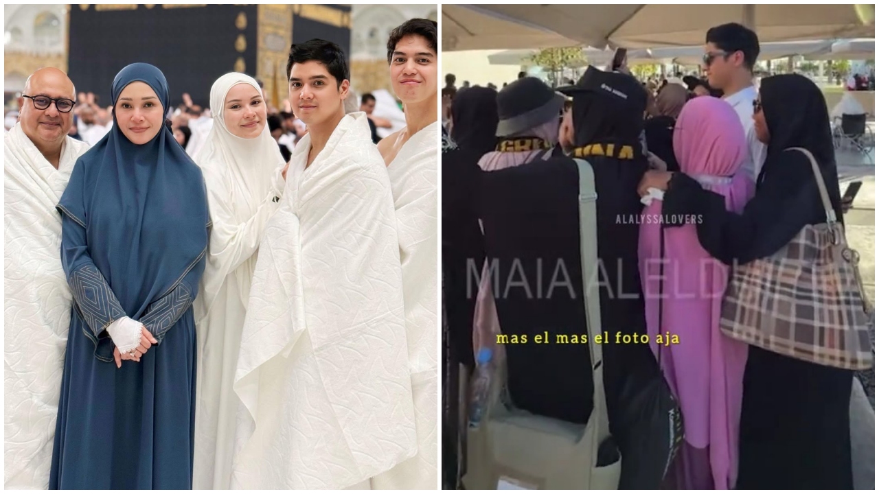 7 Potret emak-emak heboh minta foto Al Ghazali saat umrah, sikap El Rumi bikin ngakak
