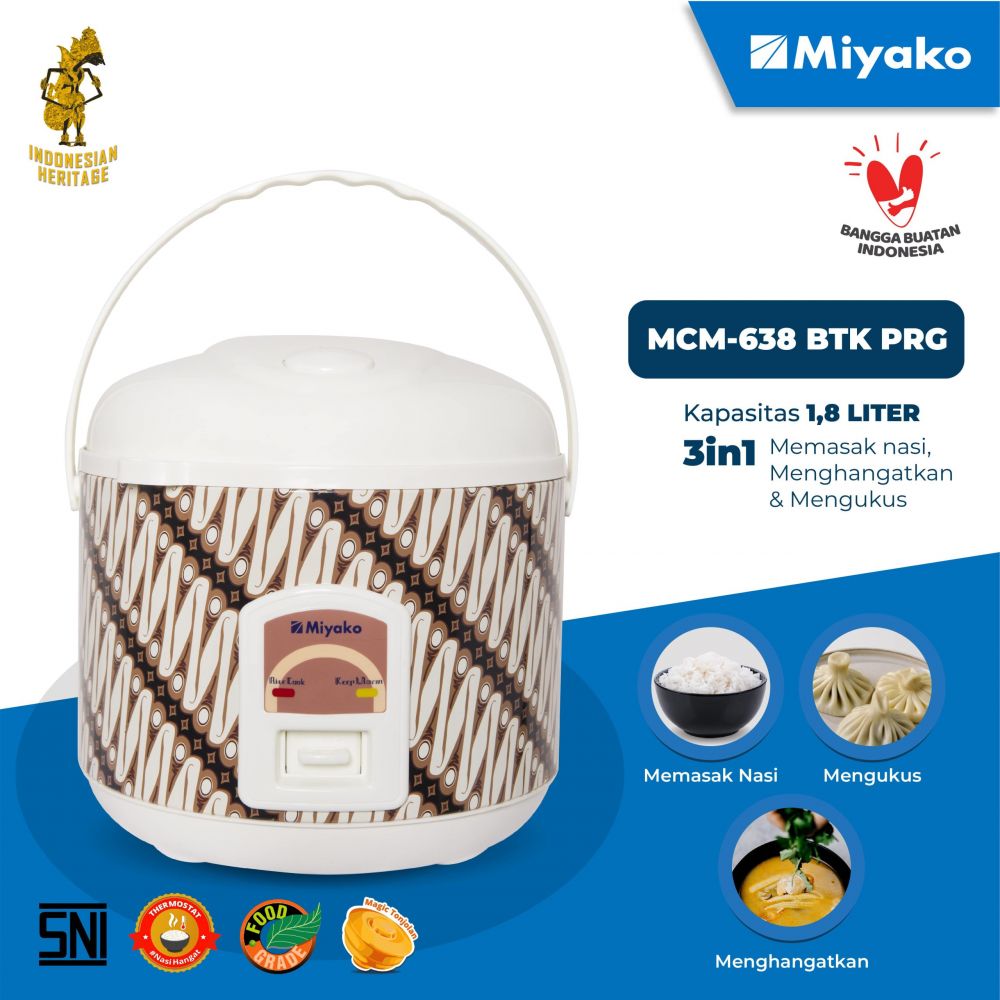 9 Rekomendasi rice cooker Miyako terbaik kapasitas beras 1,8 L yang anti lengket dan bebas zat kimia