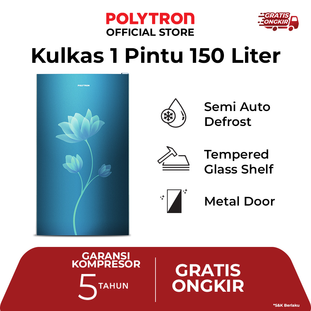 9 Rekomendasi kulkas Polytron 1 pintu dengan fitur semi auto defrost dan metal door budget Rp2,5 juta