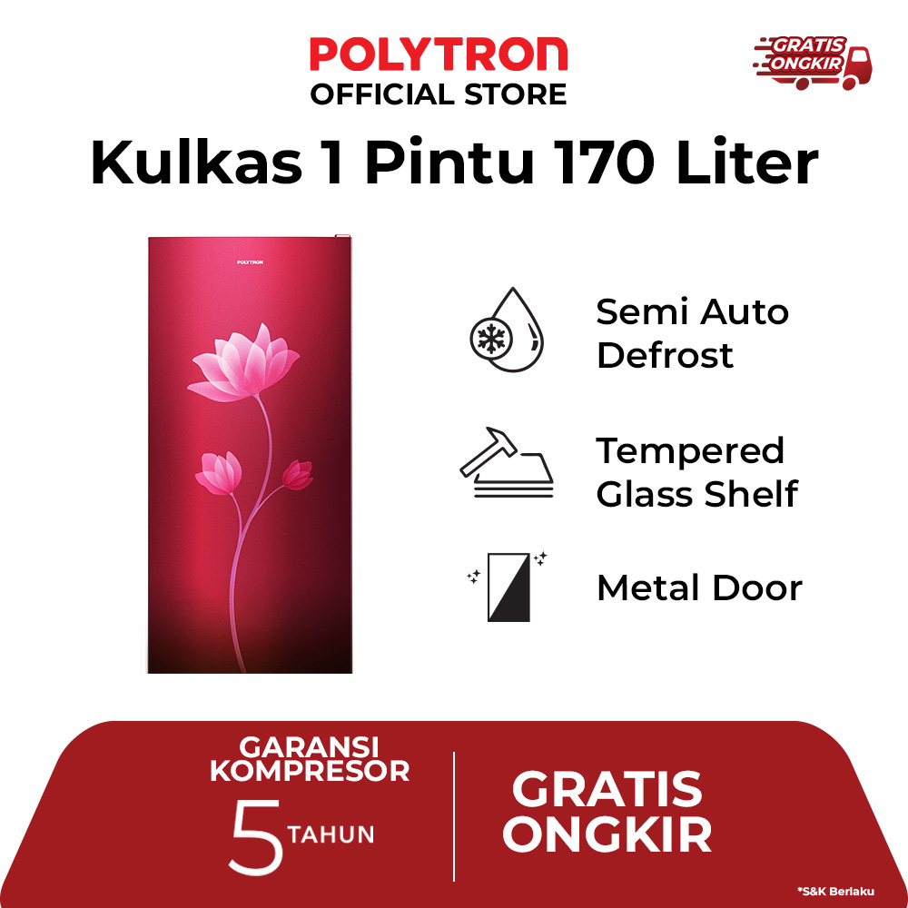 9 Rekomendasi kulkas Polytron 1 pintu dengan fitur semi auto defrost dan metal door budget Rp2,5 juta