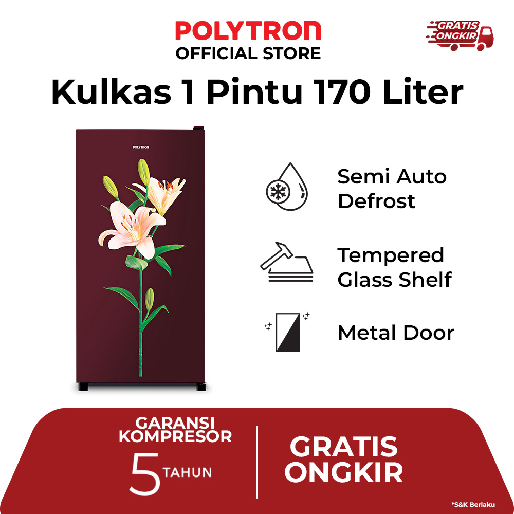 9 Rekomendasi kulkas Polytron 1 pintu dengan fitur semi auto defrost dan metal door budget Rp2,5 juta