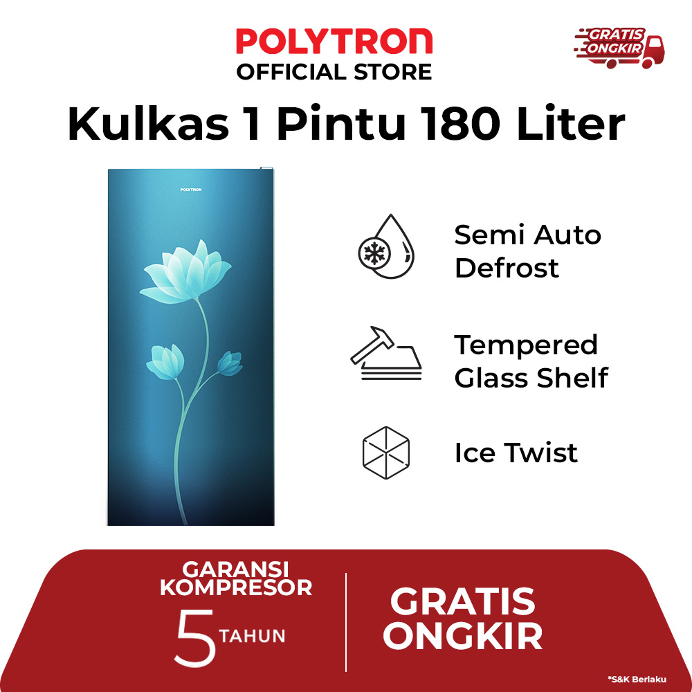 9 Rekomendasi kulkas Polytron 1 pintu dengan fitur semi auto defrost dan metal door budget Rp2,5 juta