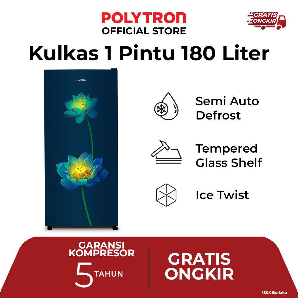 9 Rekomendasi kulkas Polytron 1 pintu dengan fitur semi auto defrost dan metal door budget Rp2,5 juta
