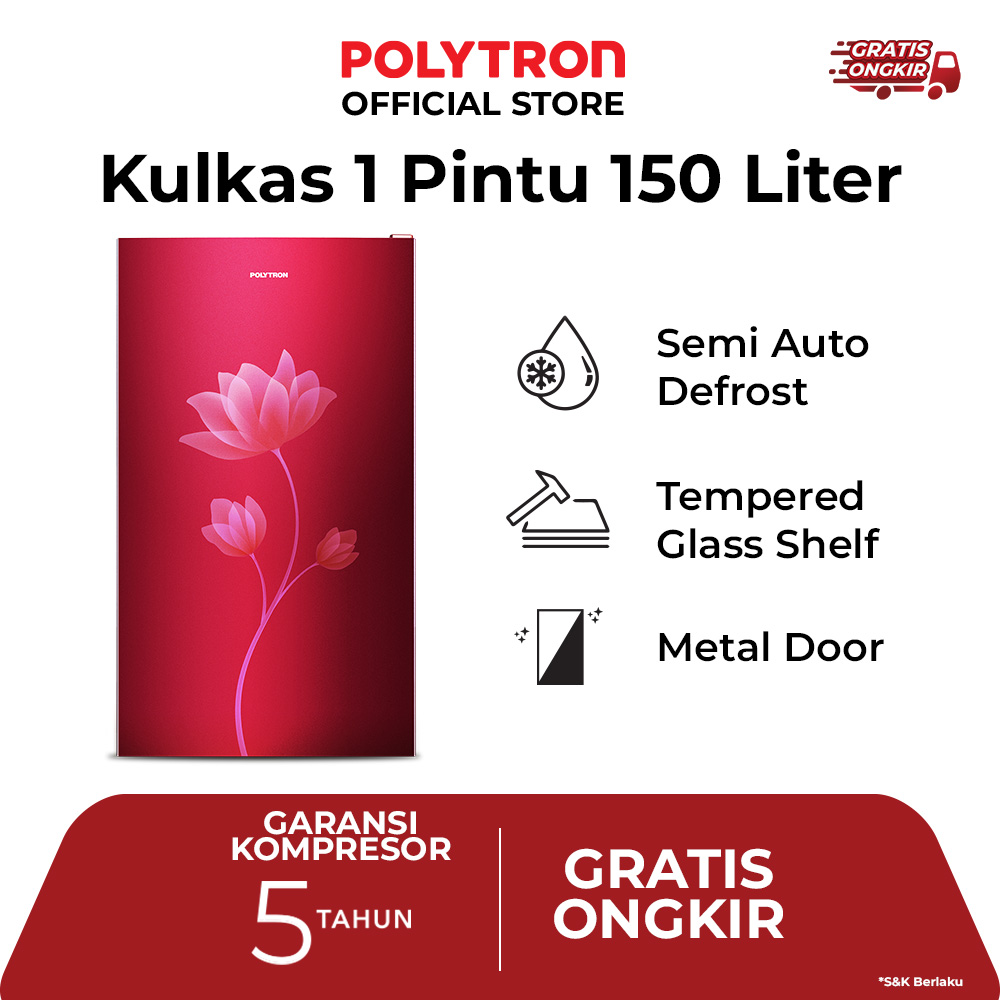 9 Rekomendasi kulkas Polytron 1 pintu dengan fitur semi auto defrost dan metal door budget Rp2,5 juta
