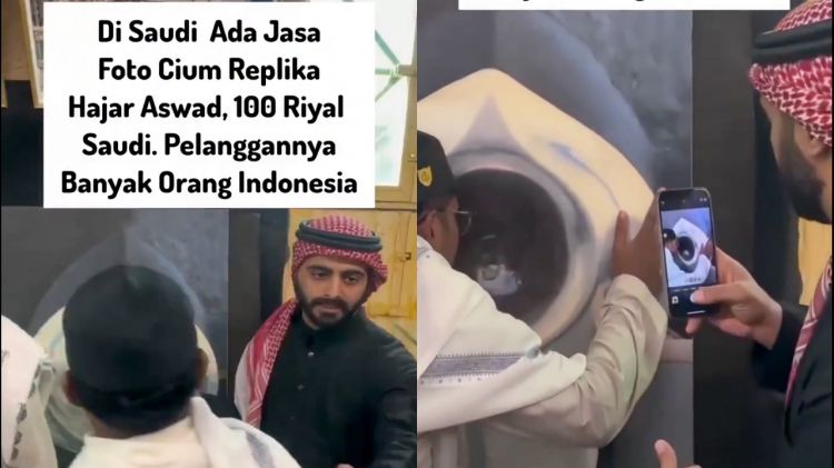 Beredar video jasa foto cium replika Hajar Aswad 100 riyal digemari jemaah Indonesia, ini faktanya