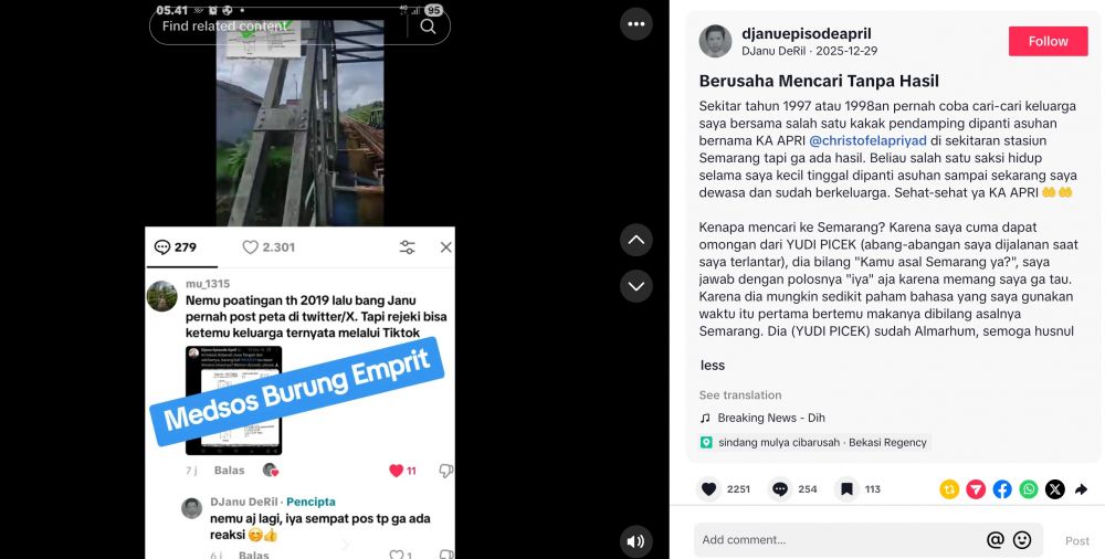Terpisah 32 tahun pasca terbawa kereta sejak usia 7 tahun, Zainuddin temukan ibu kandung berkat medsos