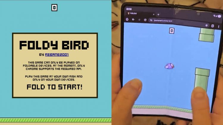 Flappy Bird kembali viral? game versi yang ini cara mainnya unik dengan melipat HP Foldable