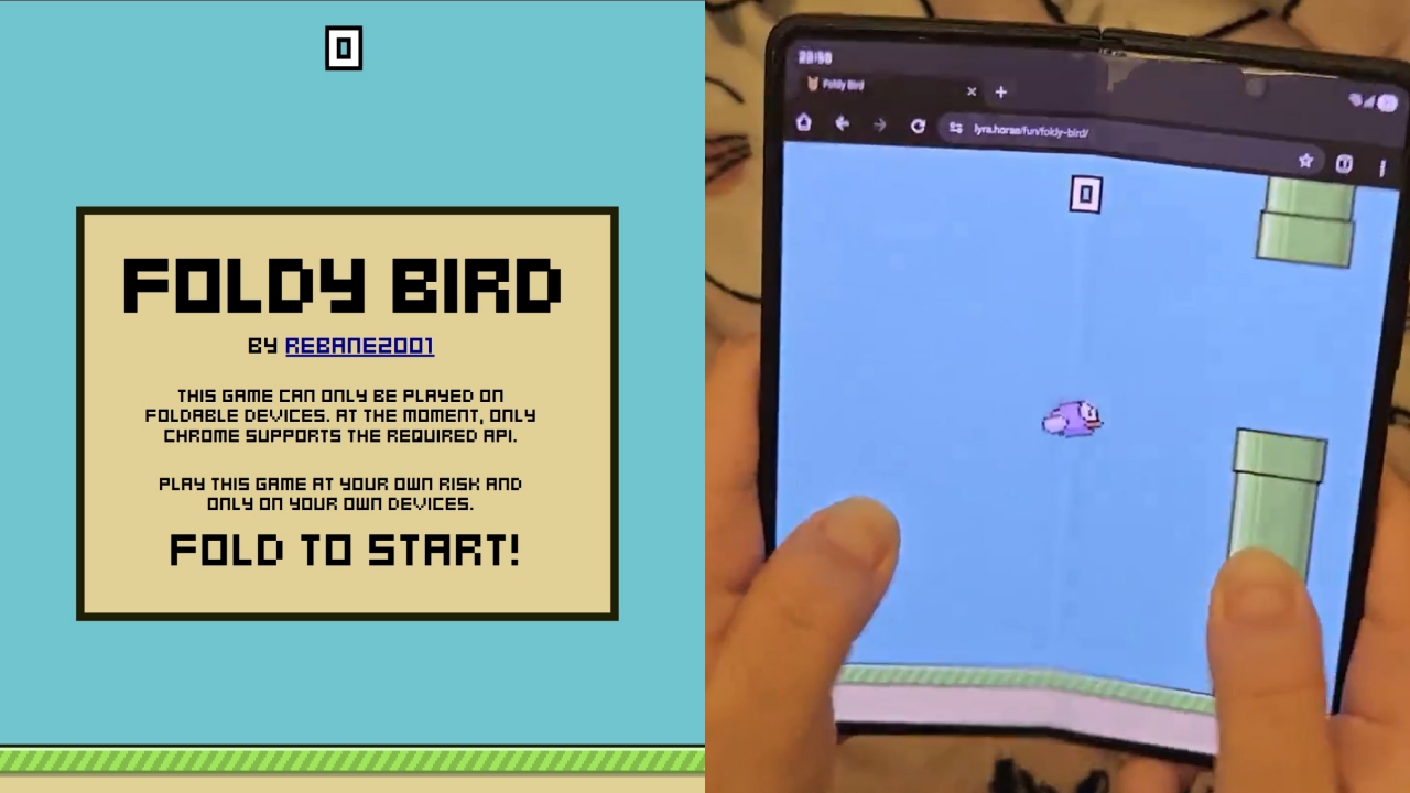 Flappy Bird kembali viral? game versi yang ini cara mainnya unik dengan melipat HP Foldable